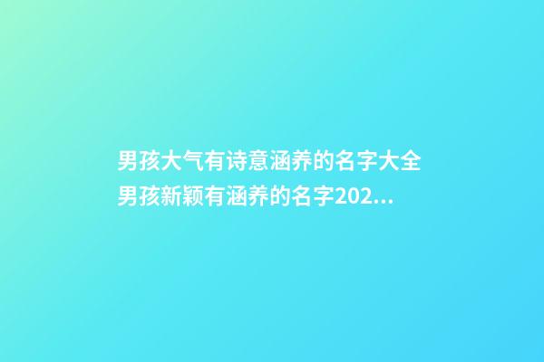 男孩大气有诗意涵养的名字大全 男孩新颖有涵养的名字2023